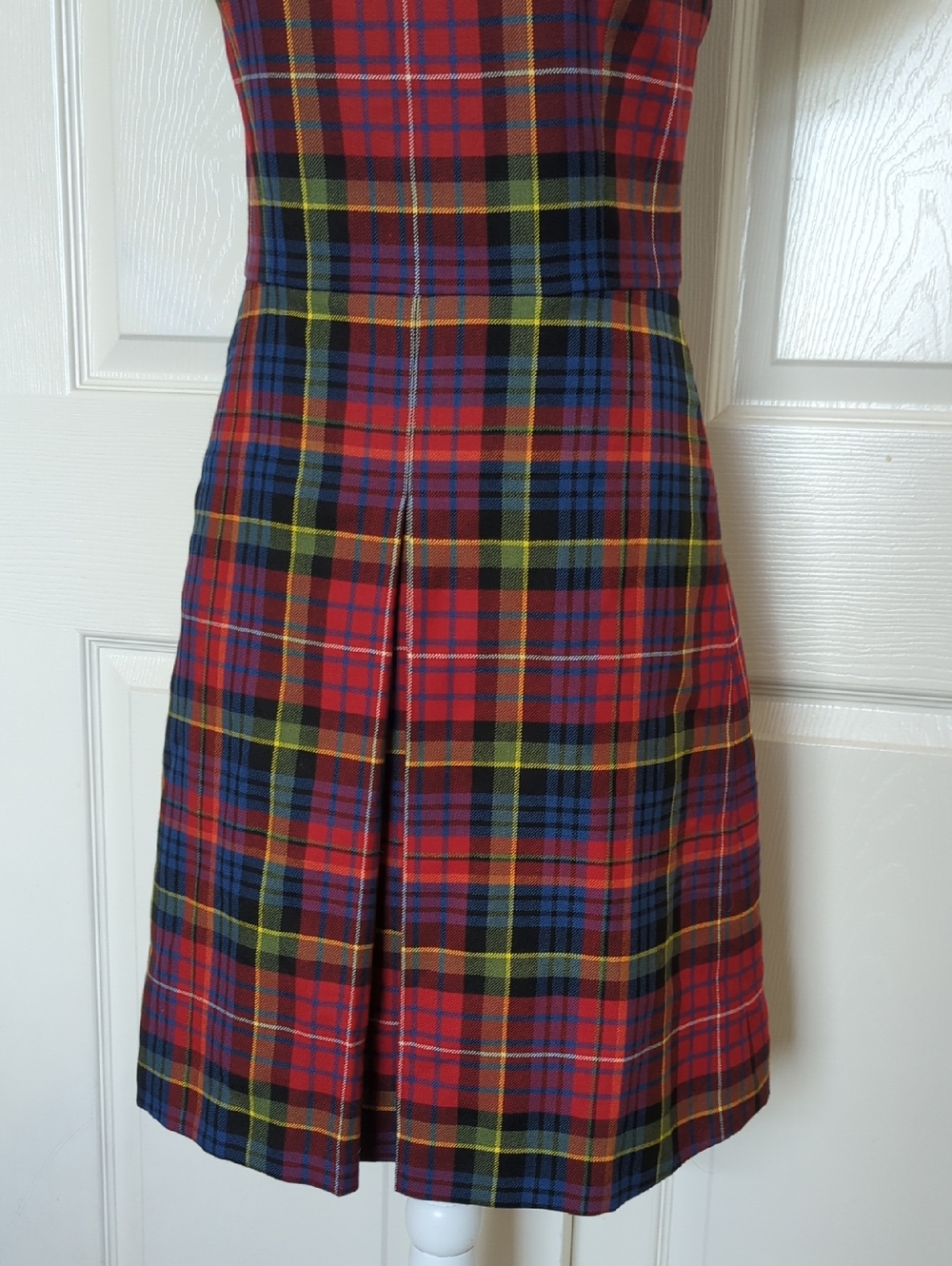 Vintage Brooks Brother Red Plaid Short Sleeve Fit-and-Flare Wool Dress - Picture 3 of 10